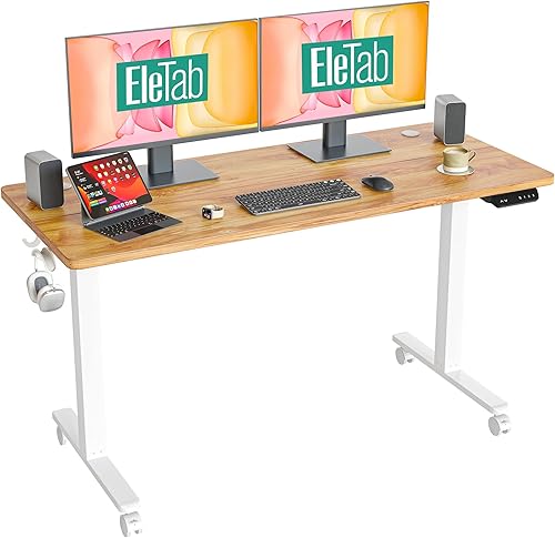 Miniatura 15 de Escritorio de pie eléctrico de 40 x 24 pulgadas, mesa de oficina en casa ajustable en altura ajustable, escritorio de pie con tablero de empalme