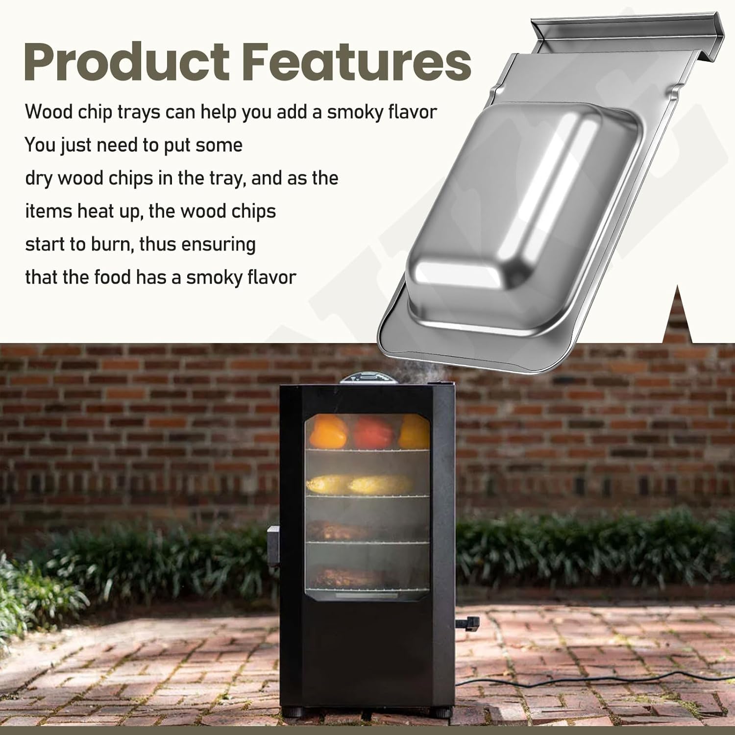 9007170040 Water Pan & 9007140023 Wood Chip Tray Replacement Parts Compatible with Master-built 30" MB20071117 MB20072918 Digital Electric Smoker