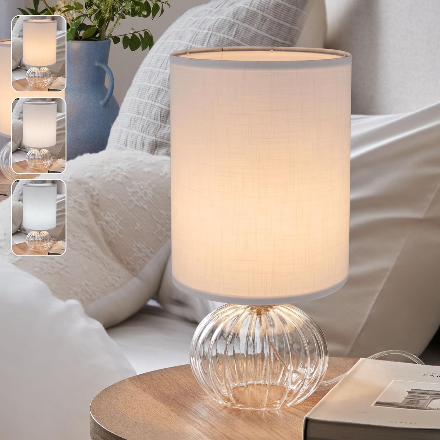 White Linen Tall Drum Lampshade, 10" Top x 10" Bottom x 13" High Lamp Shade, Lamp Shade Replacement for Table and Floor Lamps, Pendant Light, Handcrafted Lampshade, Easy Assembly