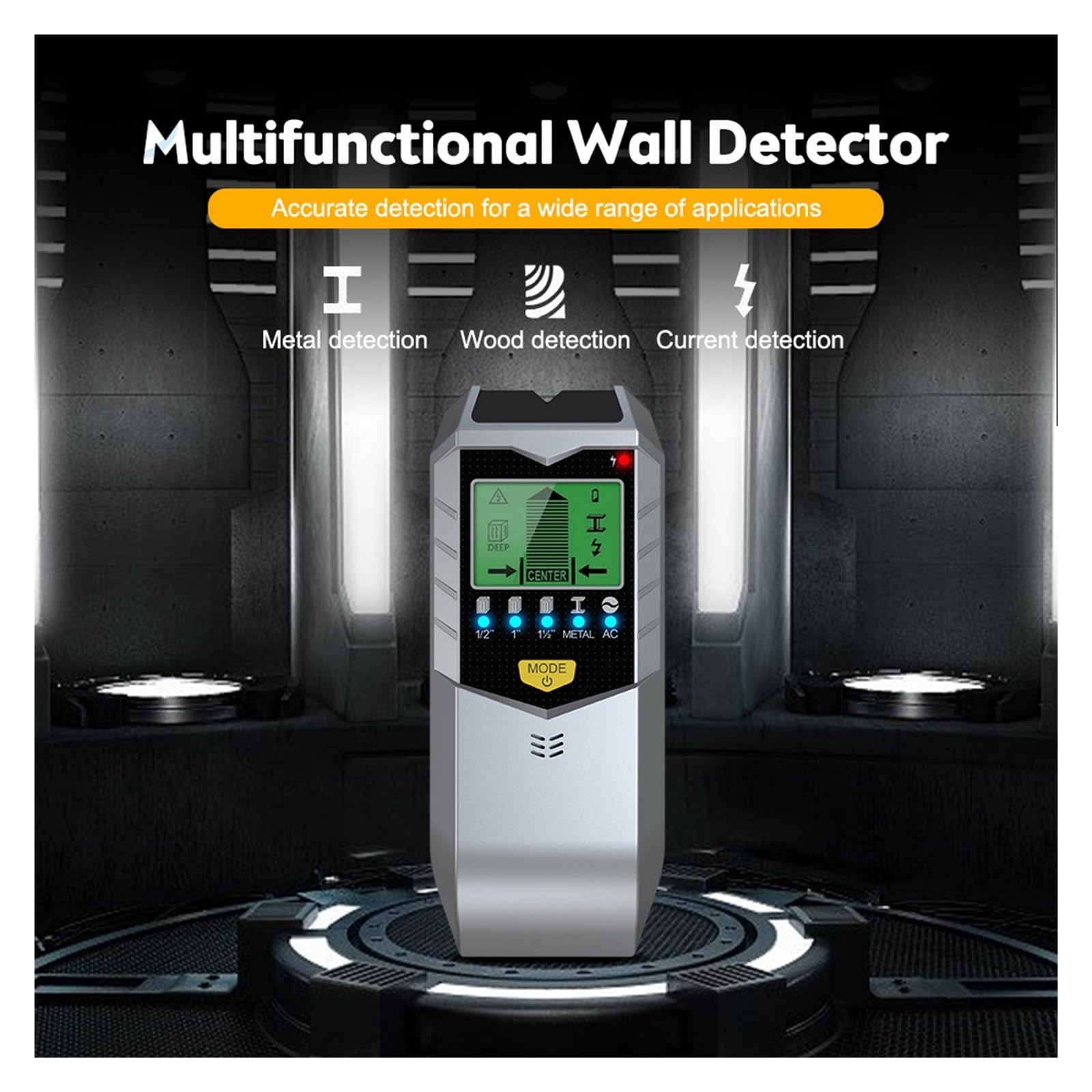 5 W 1 Elektroniczny Wykrywacz Ścian Wielofunkcyjny Ręczny Wykrywacz Metali Stud Wykrywacz Drewna Elektroniczny Przyrząd Pomiarowy Wygodny W UżYciu(Yellow)