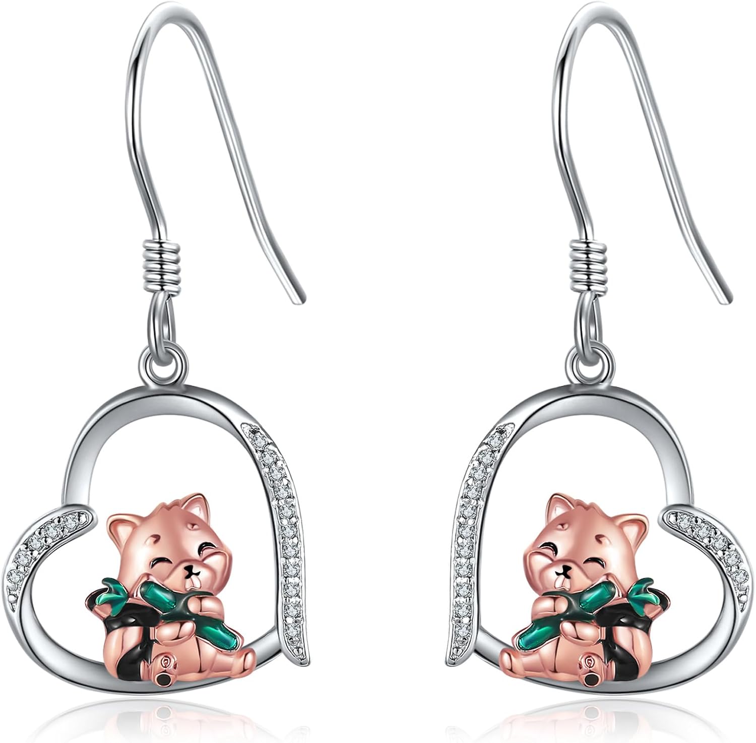 Red Panda Gifts Sterling Silver Red Panda Earrings Red Panda Bamboo Dangle Drop Earrings Red Panda Jewelry for Women