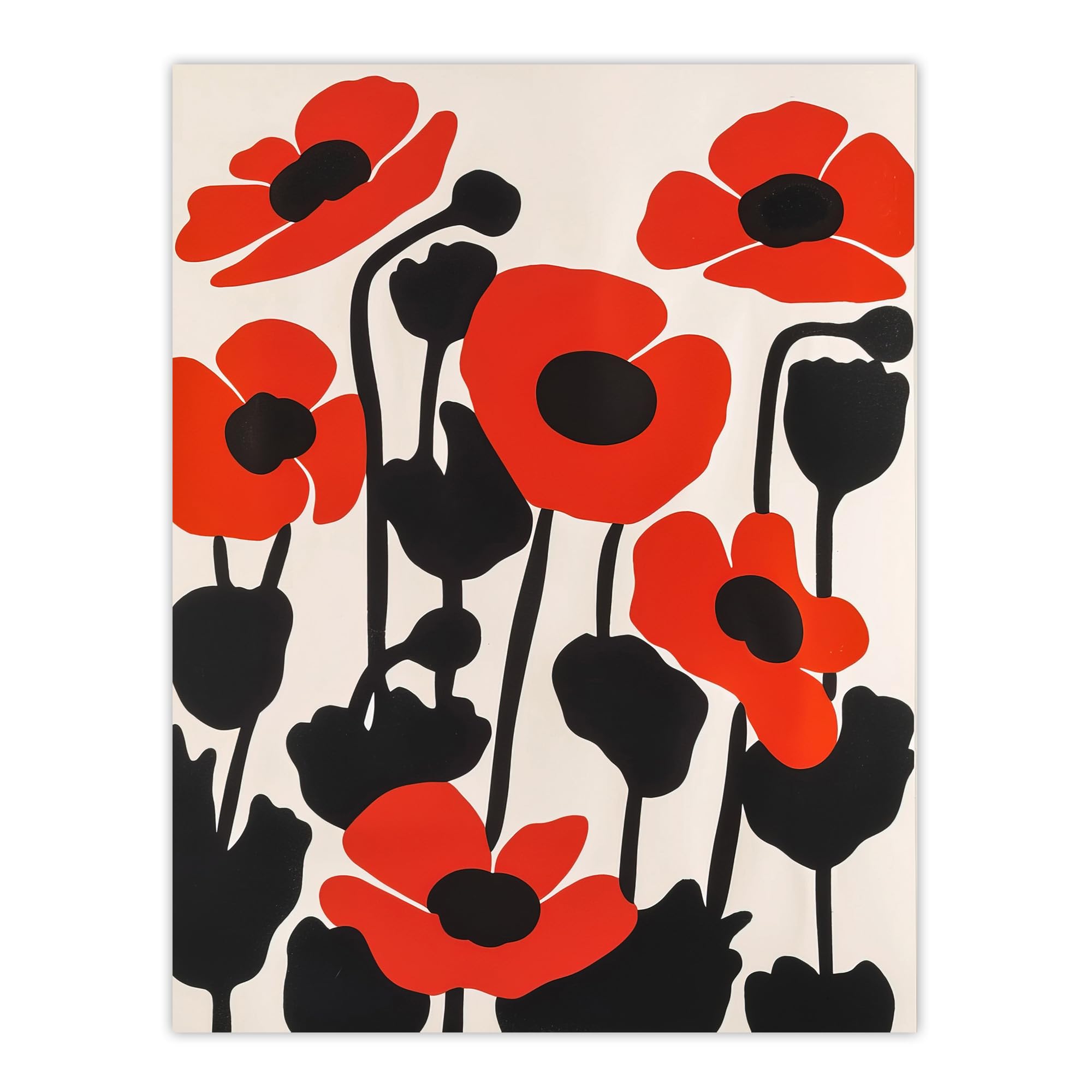 Artery8 Simple Poppy Flowers in Bloom Graphic Design Living Room Large Wall Art Poster Print Thick Paper 18X24 Inch