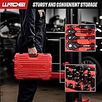 Vista 8 de LLNDEI 160-Piece Mechanics Tool Set, Metric Socket Set 1/2 1/4 3/8 inch Drive Professional Tool Kit, CR-V Deep & Shallow Kit with Quick Release