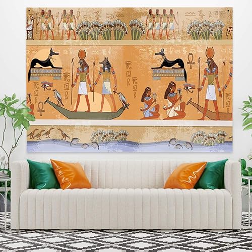 Miniatura 4 de Haoyiyi Tapiz egipcio para colgar en la pared, mitología del antiguo Egipto, cultura, faraones, tallas jeroglíficas, tapices para dormitorio, sala