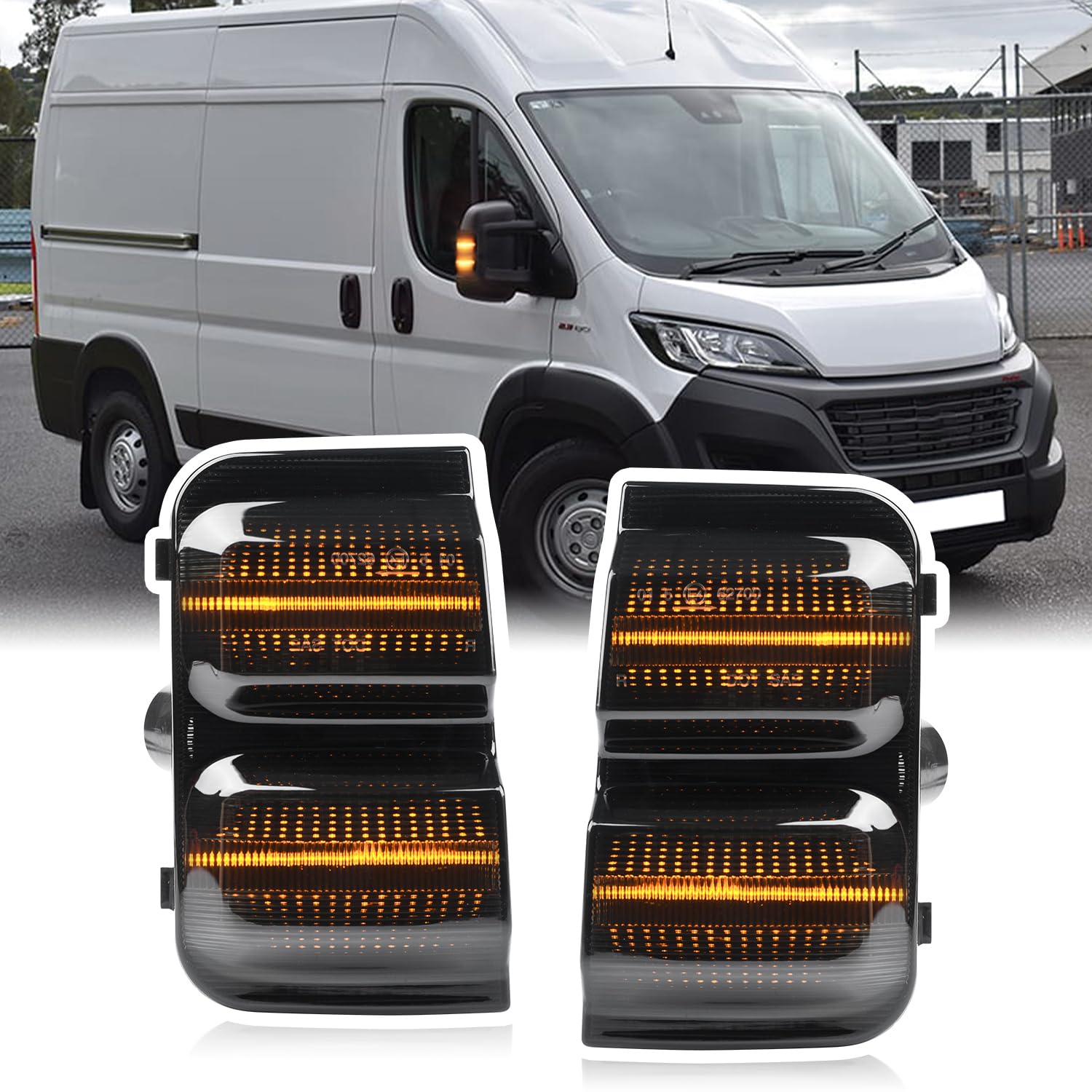 njssjd LED Spiegel Blinker für F.iat Ducato 250, 2006-2025 P.eugeot Boxer, C.itroen Jumper Relay Seitenblinker Schwarz, Aussenspiegel Blinker für Wohnmobil