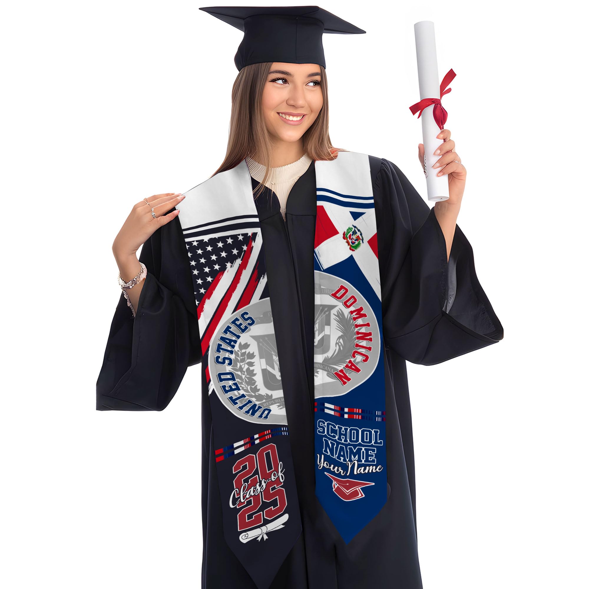 MonkeyVan Personalized Dominican Stoles for Graduation 2025, Custom Graduation Dominican Stole, Dominican Flag Graduation Sash Dominican5