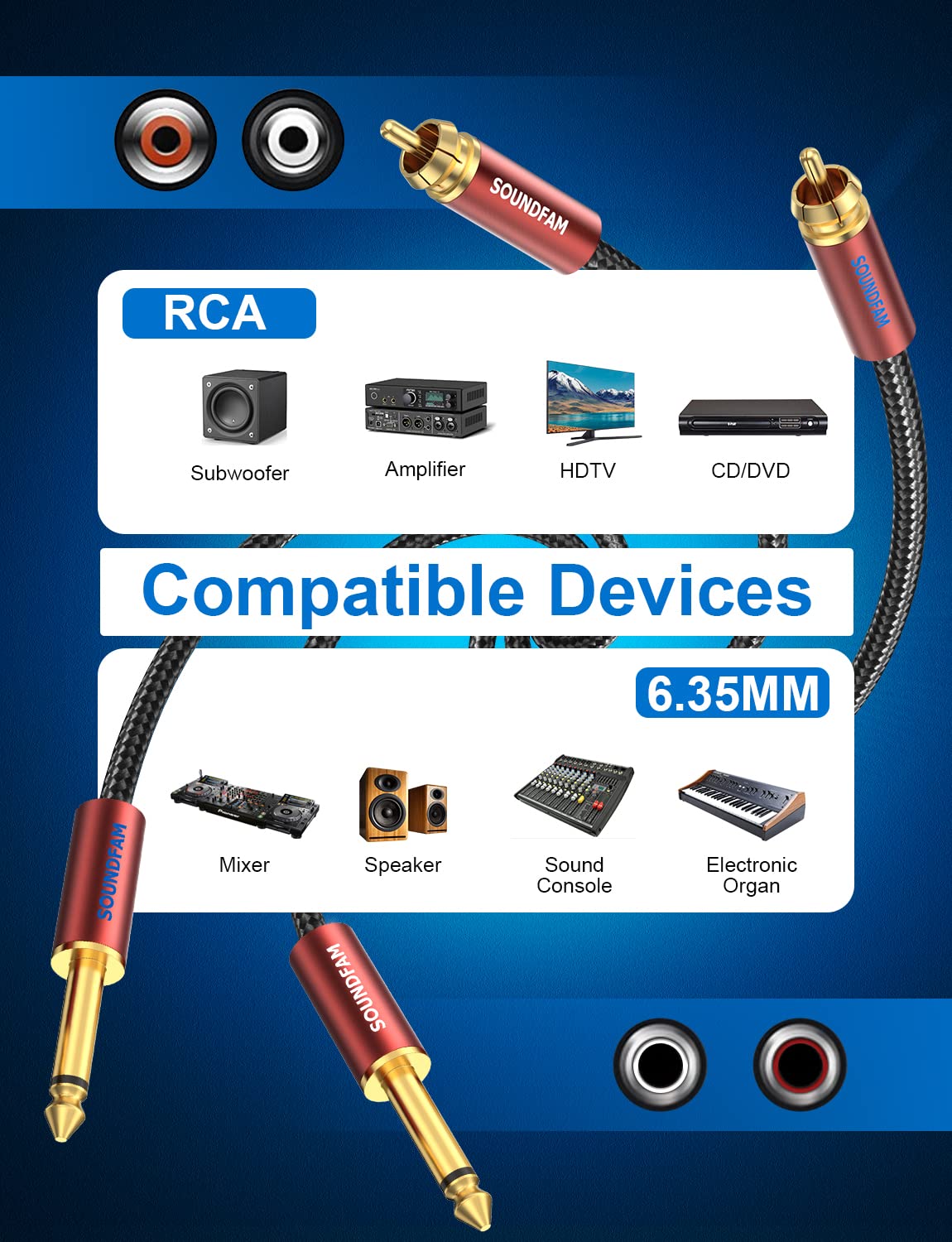 Reference Cavo Audio RIC01 BL JJ 6 N Metri 6 Jack Mono Maschio 6,3 Mm Jack Mono Maschio 6,3 Mm Raffaele Inghilterra - Foto 4