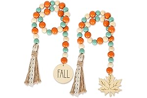 Charming Fall Wooden Beads Garland - Rustic Autumn Garland for Home Decor