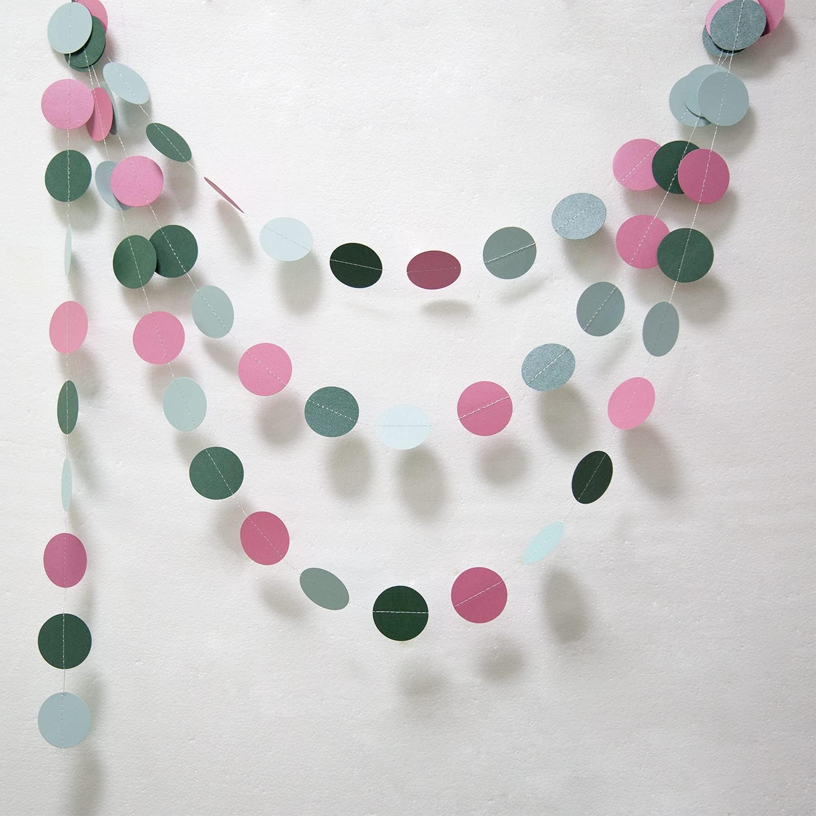 Cheerland Weiche blaue Rose Pink Dunkelgrüne Kreis-Girlande für Hochzeit, Party, Dekoration, hängende Kreise, Punkte, Luftschlangen, Hintergrund, Banner, Dekoration für unter dem Meer, Geburtstag