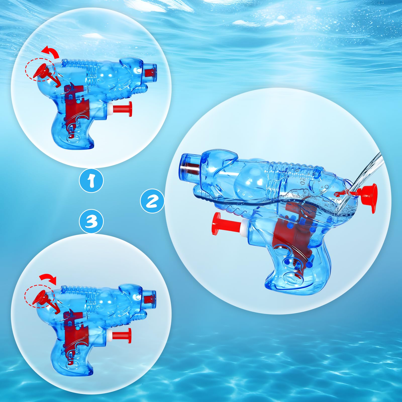 18x Pistolet à Eau Enfant, Lot de 18 Pistolets à Eau en Plastique 8 x 6.5 cm, Jouet Pistolet à Eau, Jeu Plage Piscine, Jouets d'été pour Enfants, Jeu de Piscine de Plage en Plein air