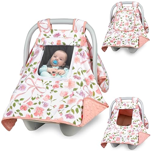 Miniatura 9 de Funda de asiento de coche para bebé, toldo para asiento de automóvil para niños, cubierta Minky acogedora y cálida, funda para portabebés con