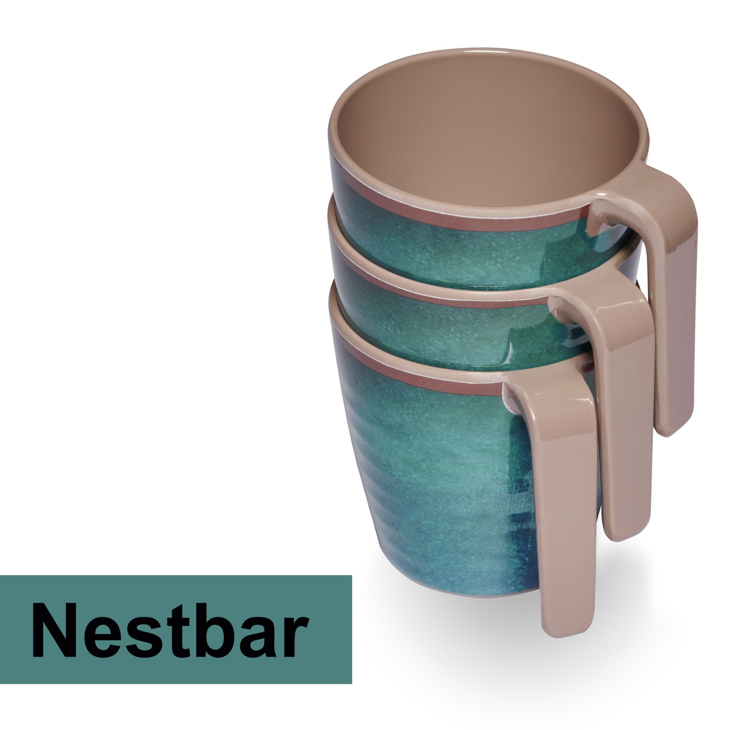 Melamin Tassen 350ml ideal für Camping 4 Personen Jesolo Grün Stapelbar