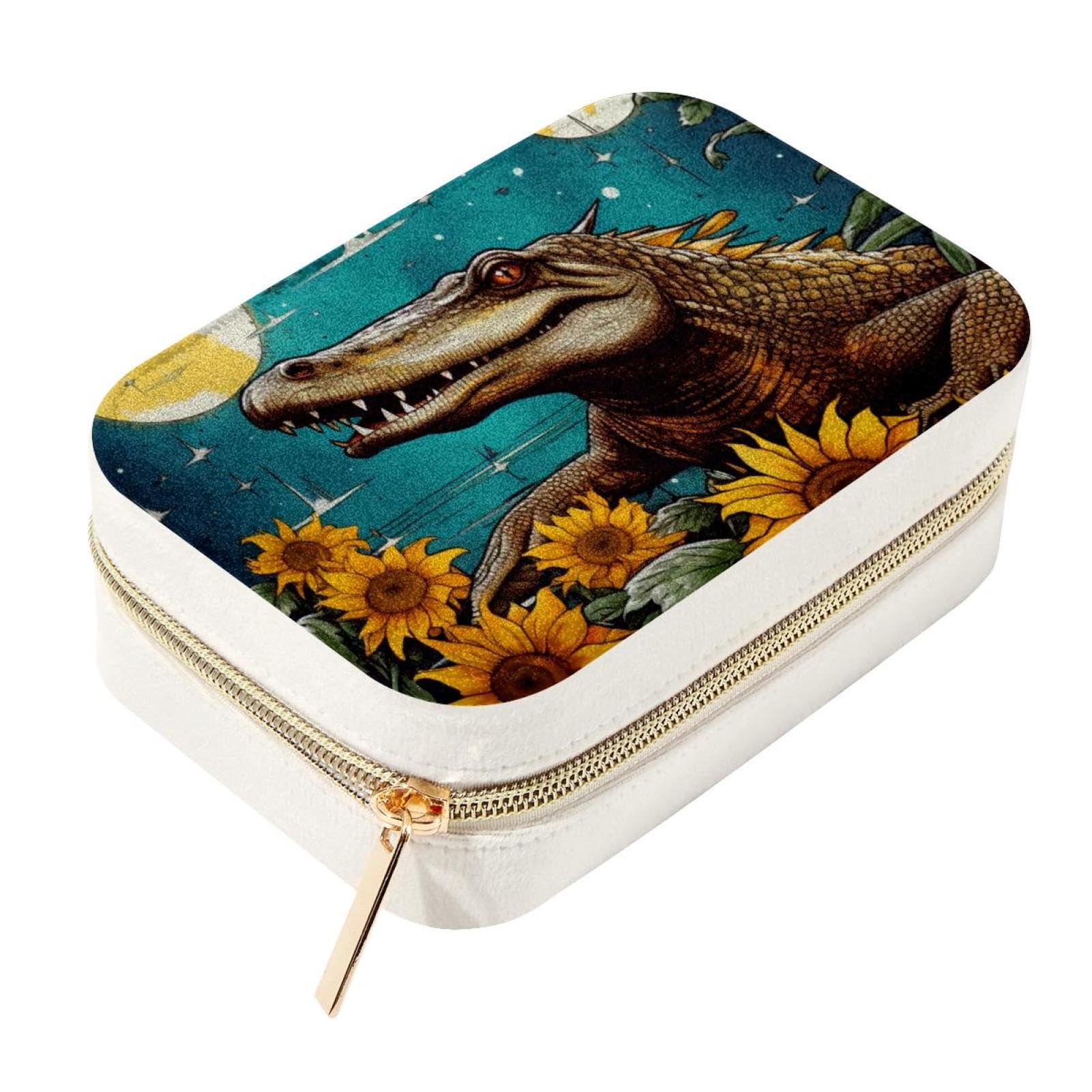 Boîte à bijoux crocodile et tournesols étoilés de luxe pour femme
