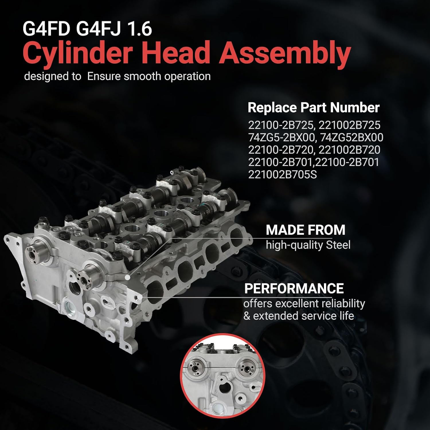 G4FD G4FJ 1.6 Cylinder Head Assembly Fit For Hyundai Accent Veloster Tucson Kona Sonata Kia Rio Soul Optima Seltos L4 1.6L 2012-2021 Replace# 74ZG5-2BX00 22100-2B725 221102B750