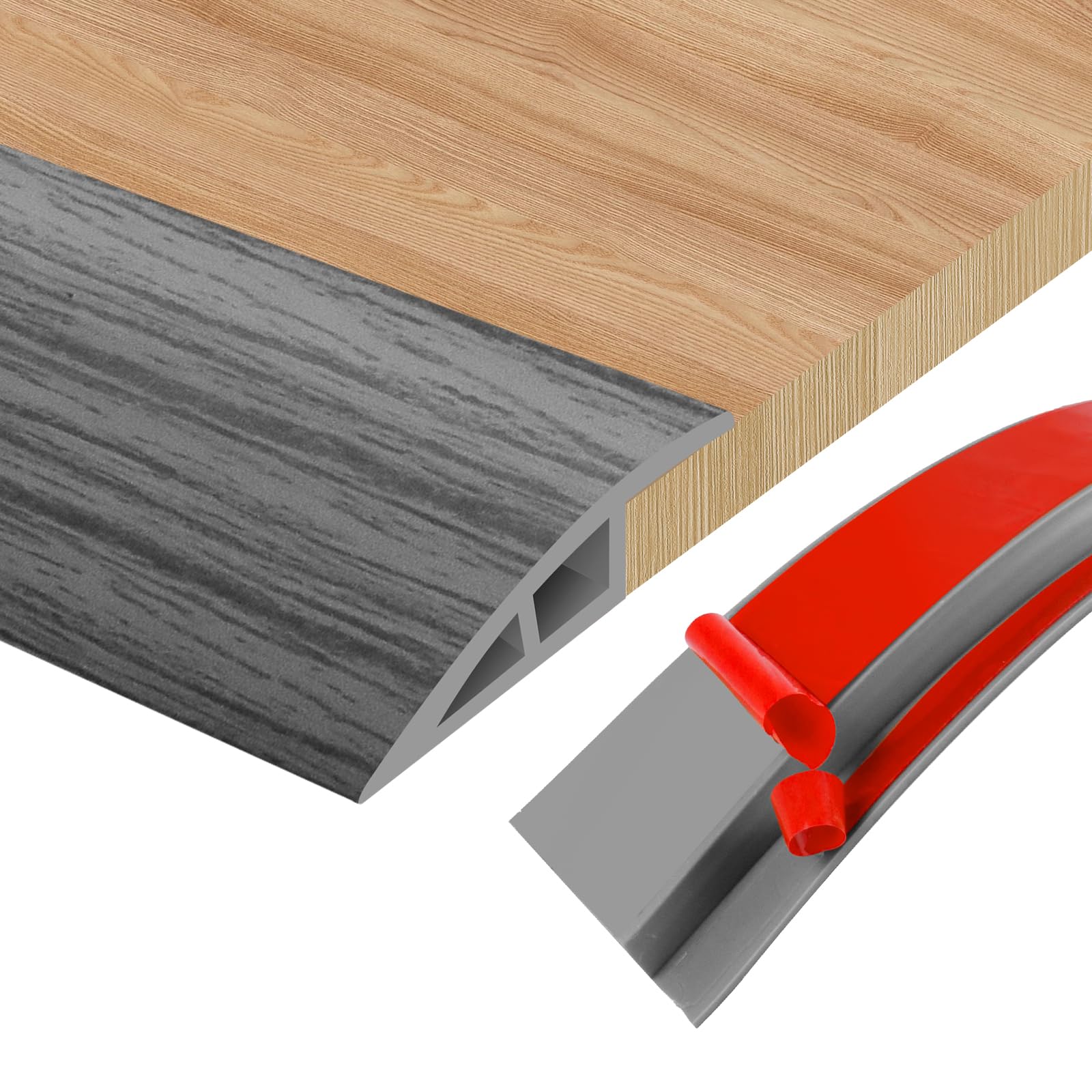 Floor Transition Strips Double Sided Self Adhesive Door Threshold Strips for Doorways, Laminate Threshold for Gaps Carpet Floor Tiles