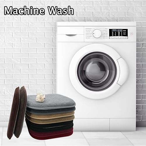 Miniatura 7 de Cojines de asiento de espuma marrón para sillas de cocina, cojines antideslizantes para asientos de patio, juego de 4 cojines lavables en forma de U