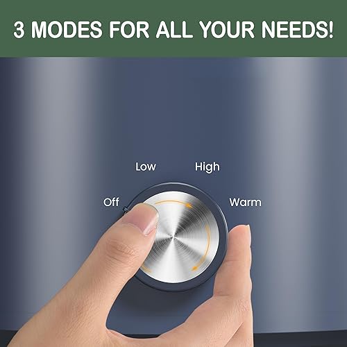 Miniatura 5 de Olla de cocción lenta pequeña de 2 cuartos de galón, 3 temperaturas ajustables, olla de cerámica mejorada, fácil limpieza, reducción de pérdida de