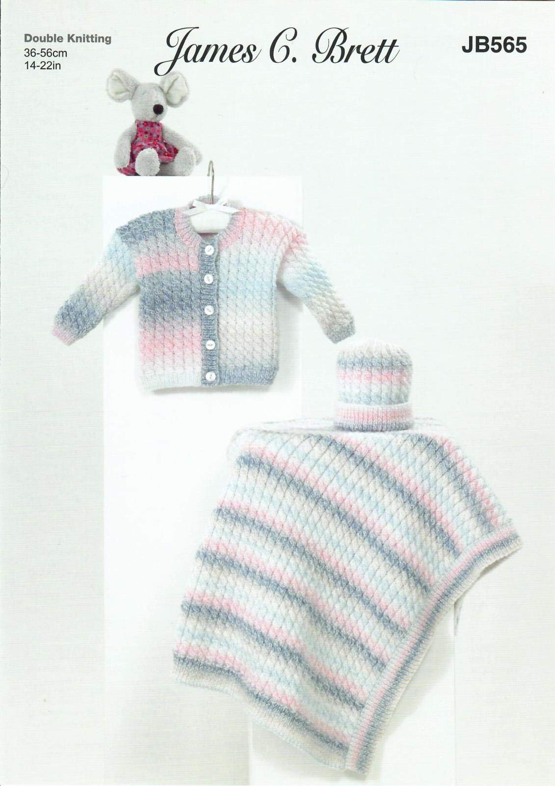 James Brett Double Knit Knitting Pattern Cardigan Hat & Blanket Baby Marble DK (JB565)