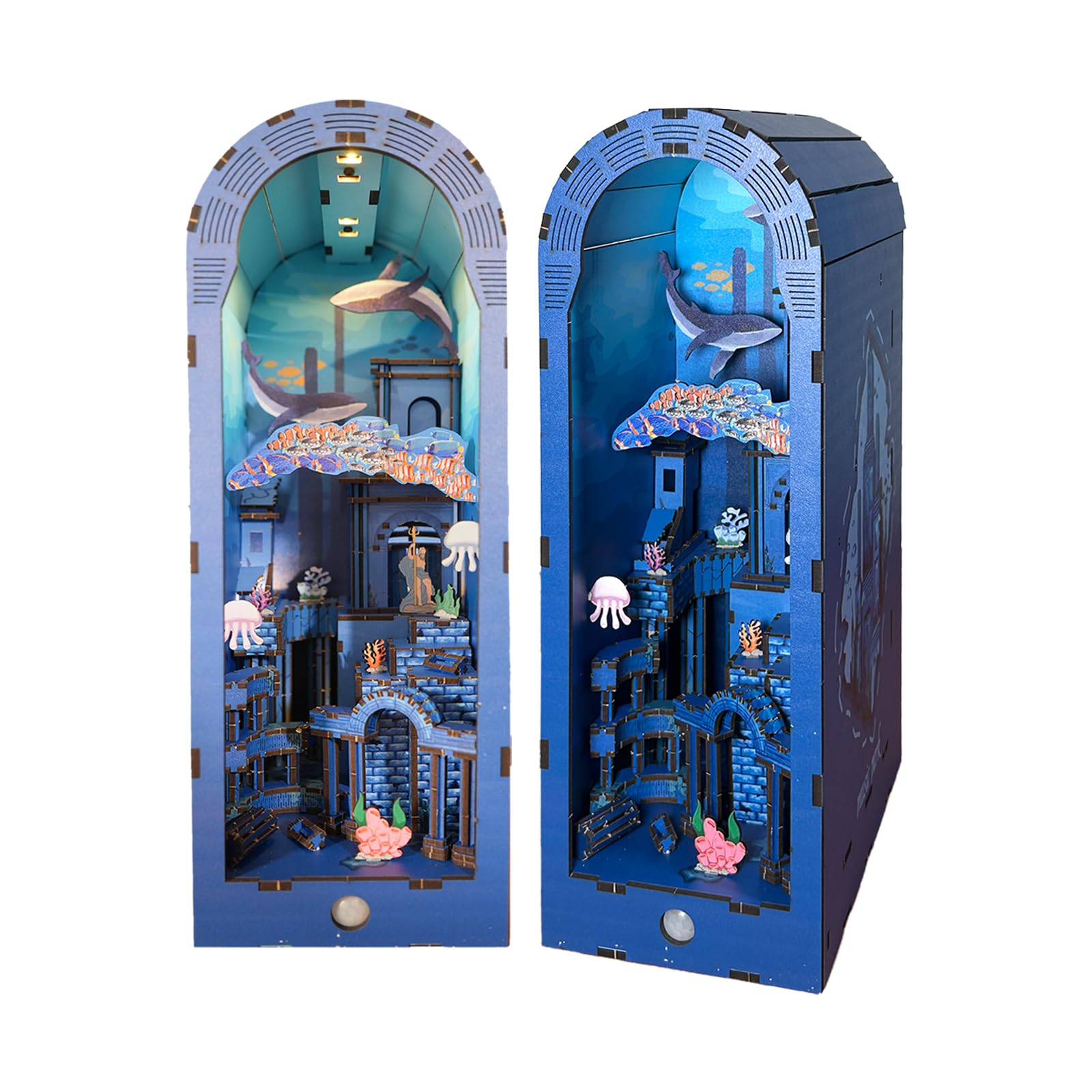 Music Park Kit Book Nook - Puzzle 3D in legno per adulti, città subacquea fai da te Atlantis con luce sensore, puzzle per adulti e kit di modelli in legno per adulti, regalo decorativo per libreria