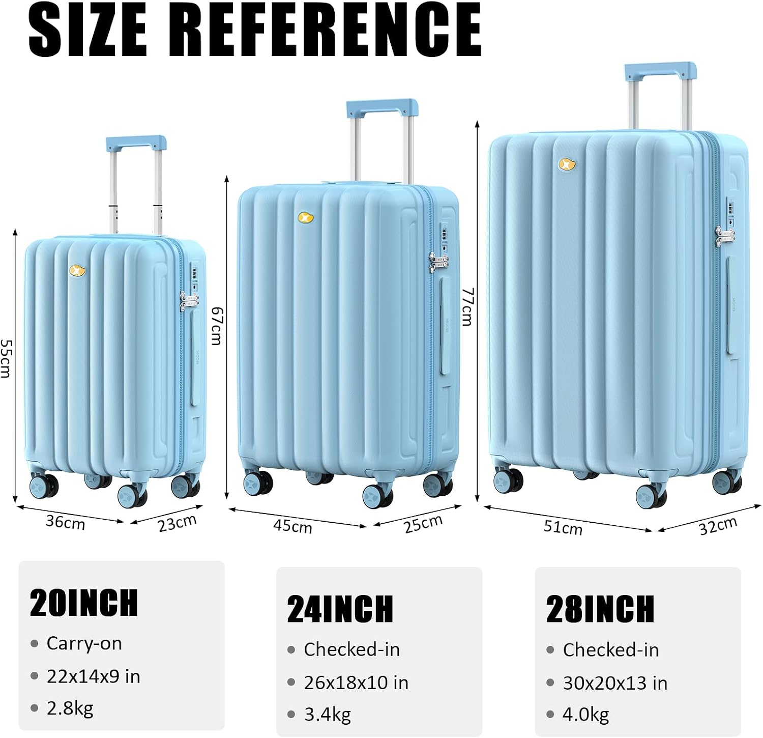 Carry-On Luggage, 20 in (Blue, 35")