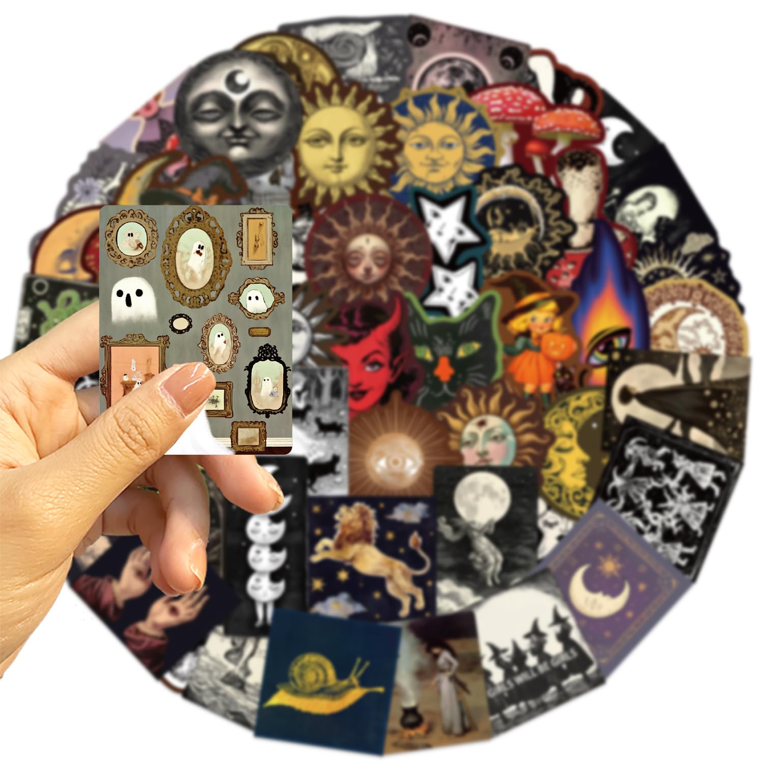 Paquete de 50 calcomanías misteriosas celestiales, calcomanías de anime de graffiti para laptop, Kindle, diario, álbum de recortes, maleta, computadora, botella de agua, monopatín, cuaderno
