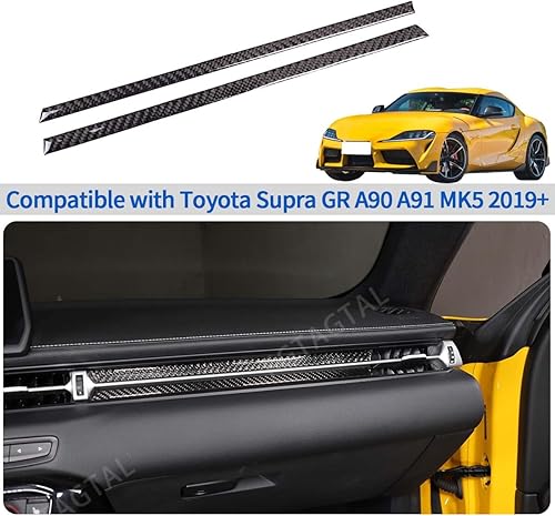 Miniatura 6 de Compatible con Toyota Supra GR A90 A91 MK5 2019-2025 Tira de decoración de consola central Co-Pilot de fibra de carbono suave, 2 unidades