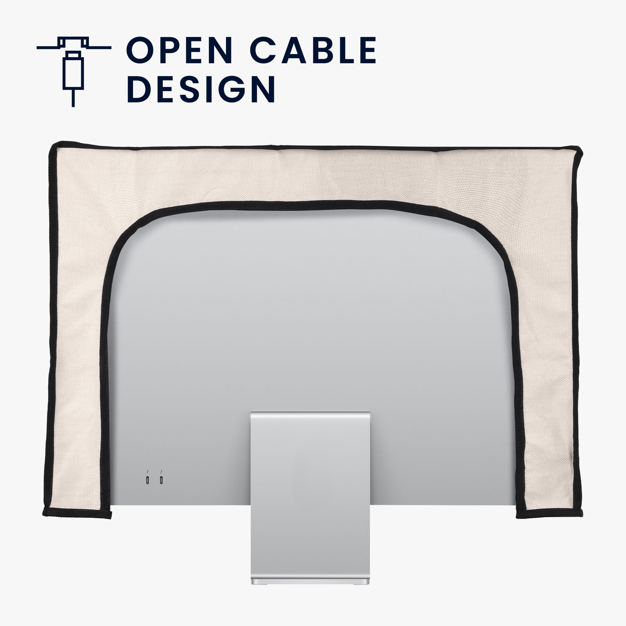 kwmobile Osłona przeciwpyłowa do monitora 50.8-55.9 cm, lniany ochraniacz na monitor z designem, koty pomarańczowy/czarny/biały