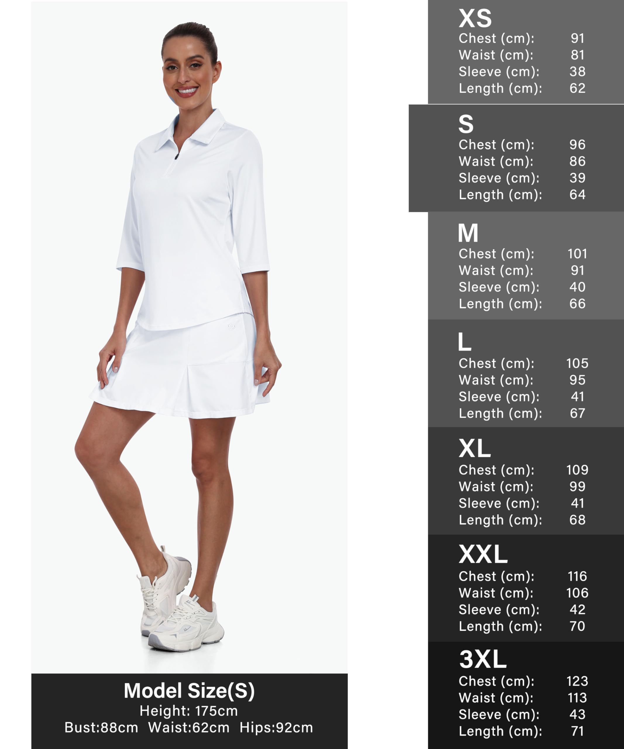 MoFiz Polo Femme à Manches Courtes Polo Shirts Respirants pour Femmes avec Fermeture éclair 1/4 Polo Femme T-Shirts de Sport à séchage Rapide avec Manches mi-Longues pour Golf Tennis XS-2XL