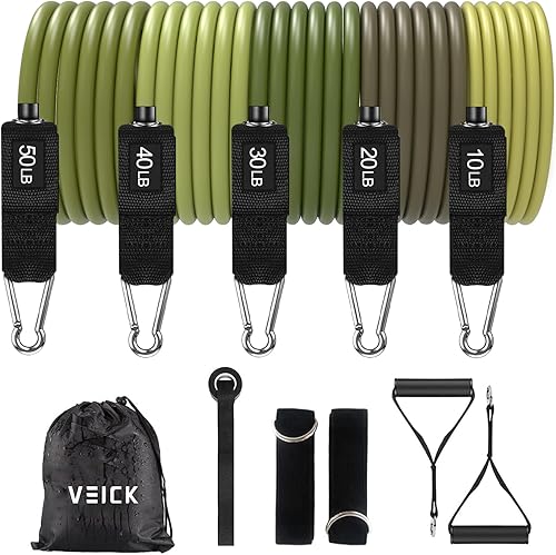 Miniatura 26 de VEICK Bandas de resistencia, bandas de ejercicio, bandas de entrenamiento, bandas de resistencia para entrenar con asas para hombres y mujeres, Gris