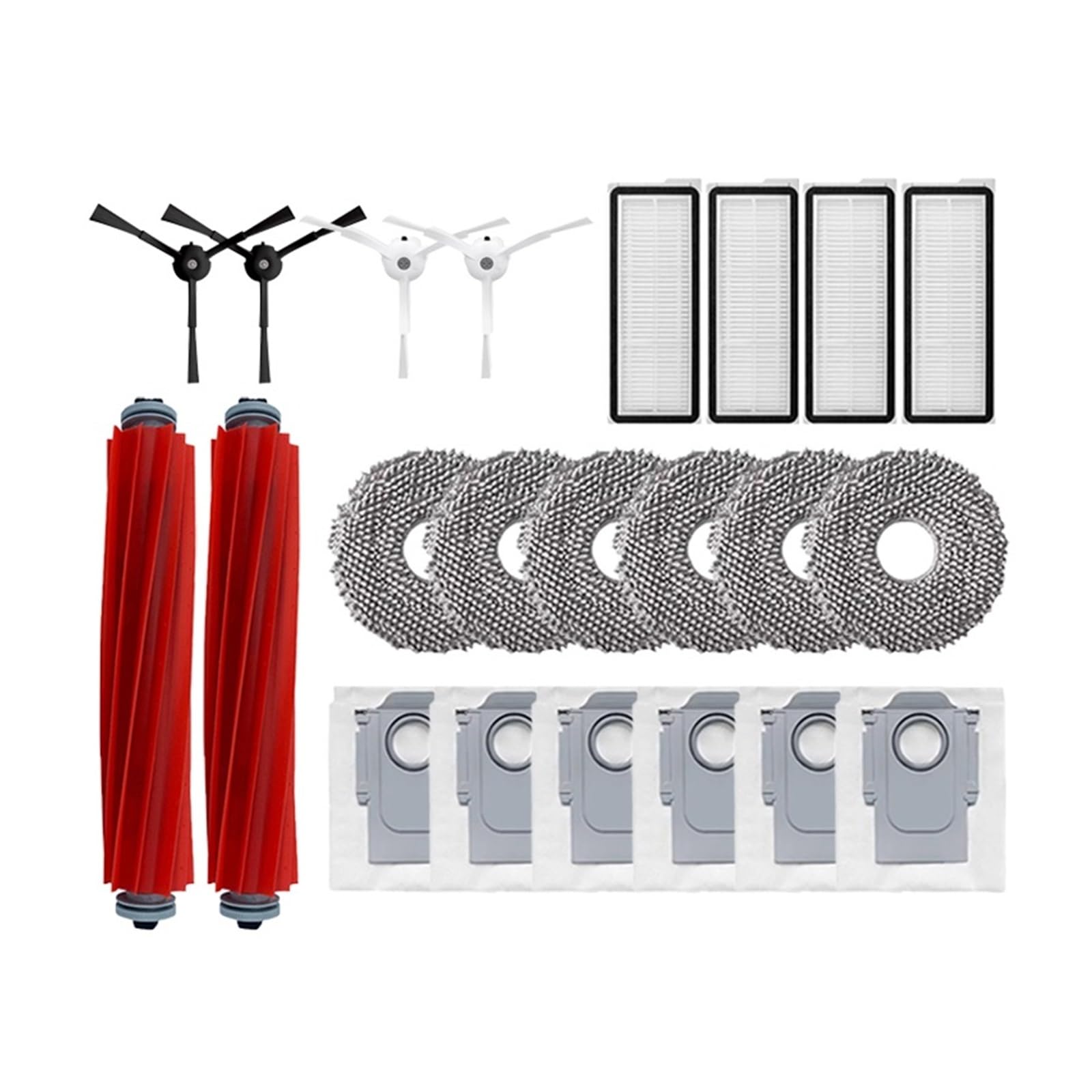 Kompatybilny z Roborock Q Revo MaxV/Q Revo S/Q Revo Pro Robot odkurzający akcesoria worek na kurz szczotka główna szczotka boczna filtr HEPA ściereczki do mopa zapasowe (czarny)