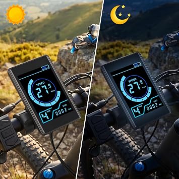 Electric Bike LCD Display Meter, Waterproof 5 Pin Connector Intelligent Control Panel, Speedometer Odometer, Universal E Bike Display Screen for Electric Bicycle Scooter 24V 36V 48V 60v 72V