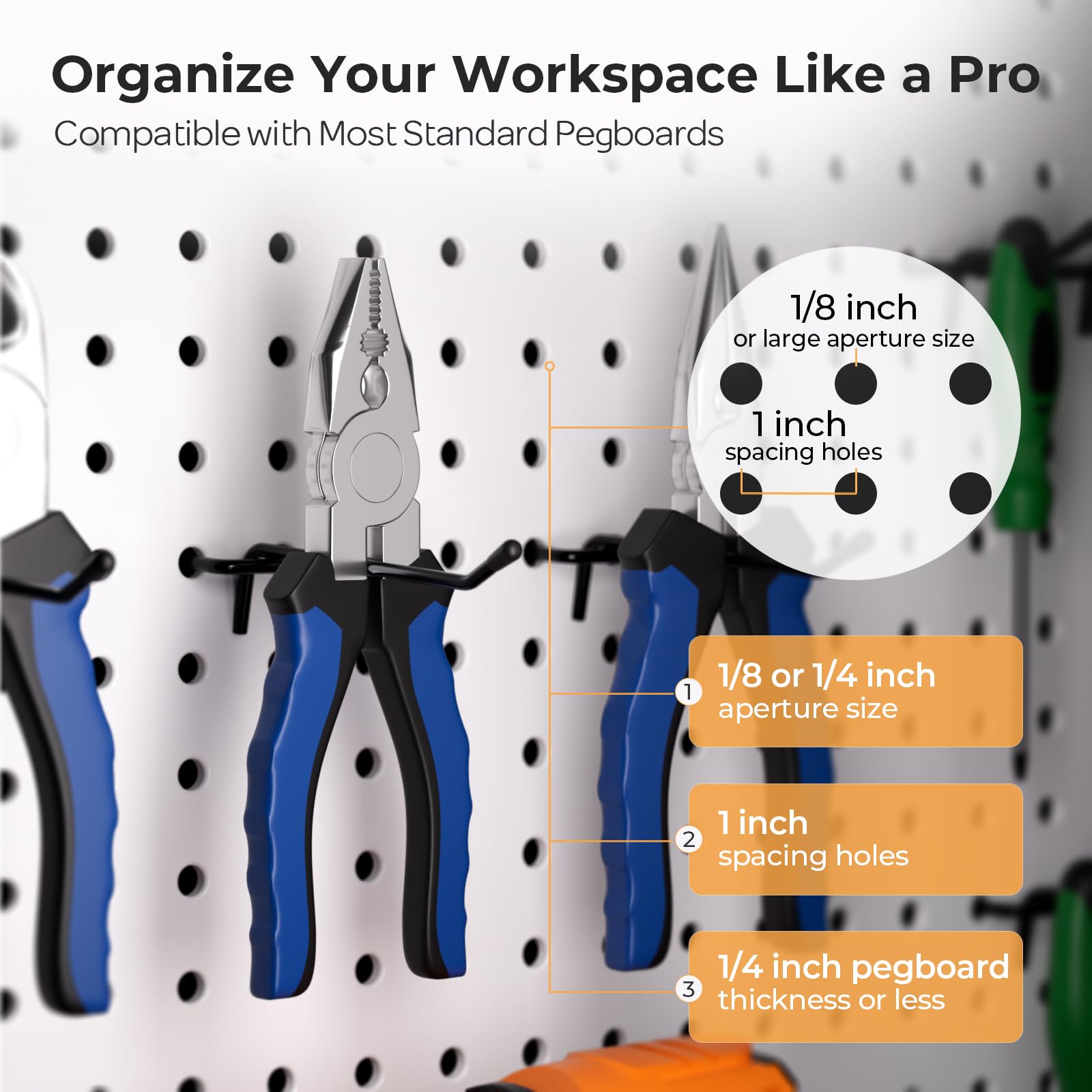 INCLY Pegboard Hooks - 50 Pack -5 INCLY Pegboard Hooks - 50 Pack -5