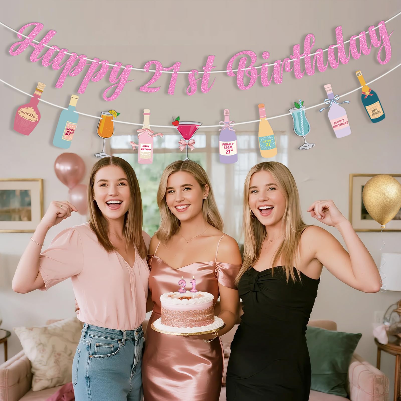 Pre-Strung Happy Birthday Banner With Hearts & Clubs Design - Ready To Hang, No DIY Needed, Cardstock