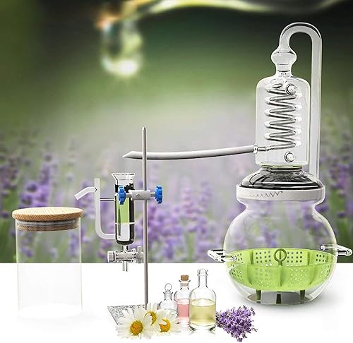YUEWO Equipo de destilación de aceite esencial de cristal de 1 galón4 litros, máquina extractora de hidrosol, destiladores de agua, kit de
