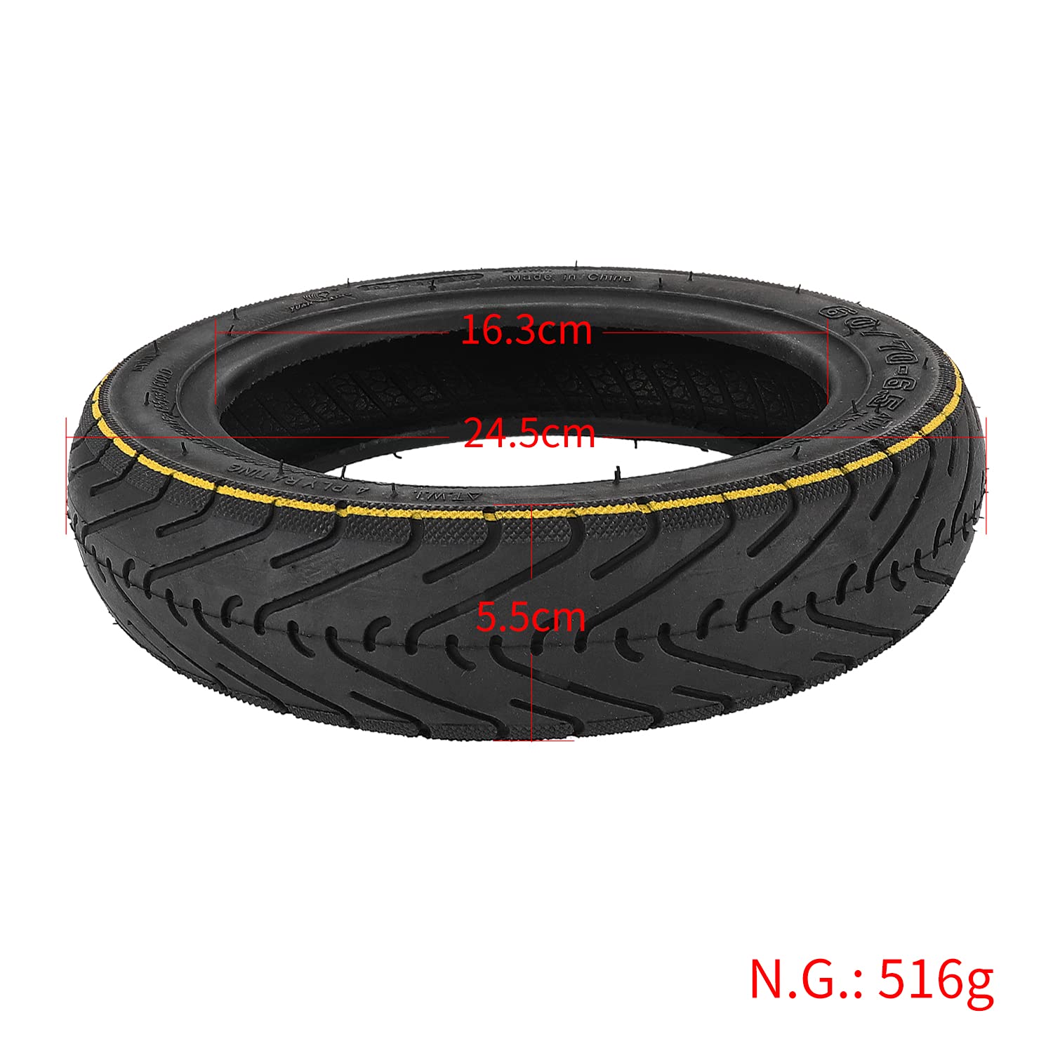 60/70-6,5 Pneu Tubeless avec Valve pour Segway Ninebot Max G30 / G30E / G30LP, pour Xiaomi 5/5 Pro/5 Max Trottinettes électriques, 10 Pouce Pneu Sous Vide (2 Pièces)