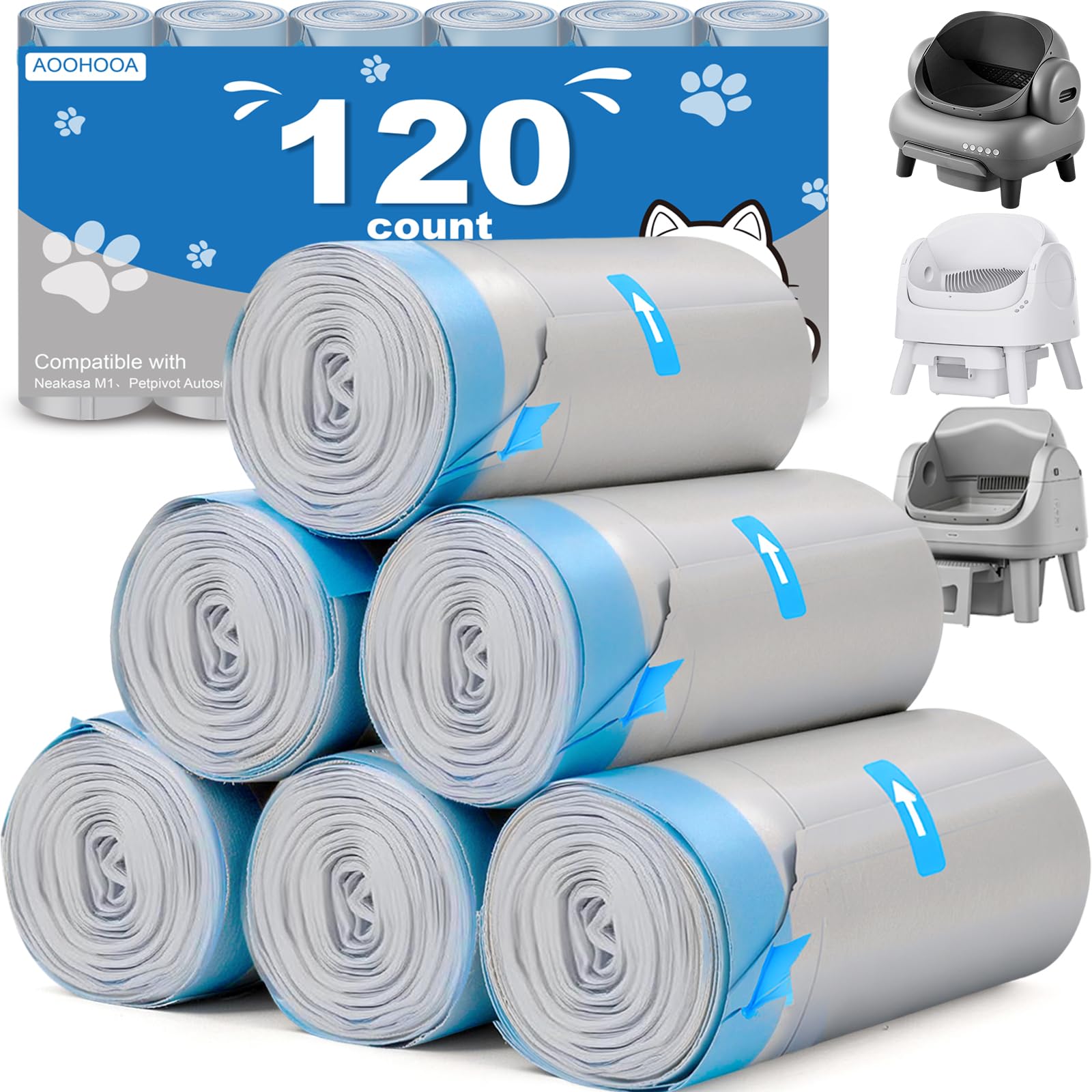 Cat Litter Bags 27"x13" for NeakM1 &amp; Petpiv 11/12, Thick with Drawstring