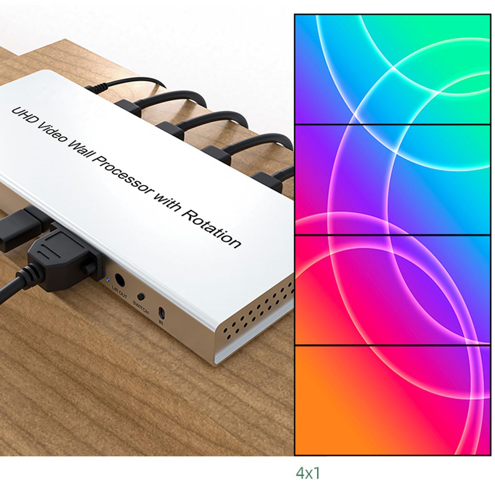 Cuifati Controlador de Pared de Video 4K, Multivisor con 8 Modos de Visualización para Consola de Juegos de Cámara de Seguridad, Rotación de 90° 180° 270°, Extracción de RS232 para TV (Enchufe de la