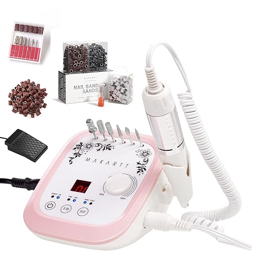 Makartt Genesie - Taladro de uñas profesional de 35000 RPM, paquete de lima de uñas Genesie con brocas de uñas, bandas de lijado para taladro de