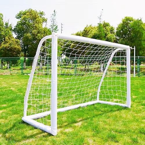 KATARUS Portería de fútbol de 12 x 6 pies, 10 x 6.5 pies, 8 x 6 pies, 8 x 5 pies, 6 x 4 pies, para patio trasero, con marco de UPVC resistente a la