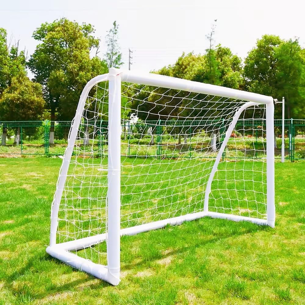 KATARUS Soccer Goal 12x6FT/10x6.5FT/8x6FT/8x5FT/6x4FT Outdoor Soccer Net Goals for Backyard with Weatherproof UPVC Frame & Ground Stakes Portable PVC Soccer Goal Post for Kids Adults & Youth Training