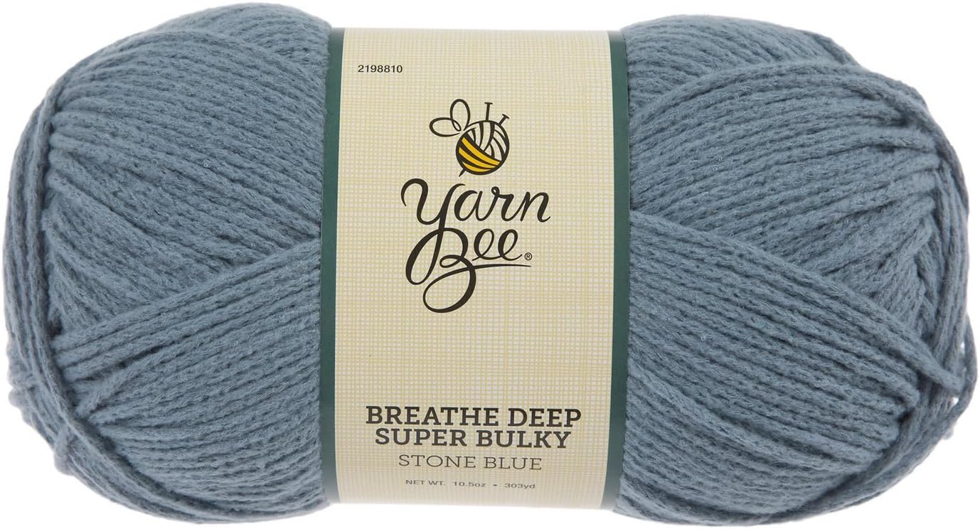 Yarn Bee Medium - Soft Skein 303 Yards of 100% Polyester, Craft Supplies for Blankets, Hats & More, Stone Blue