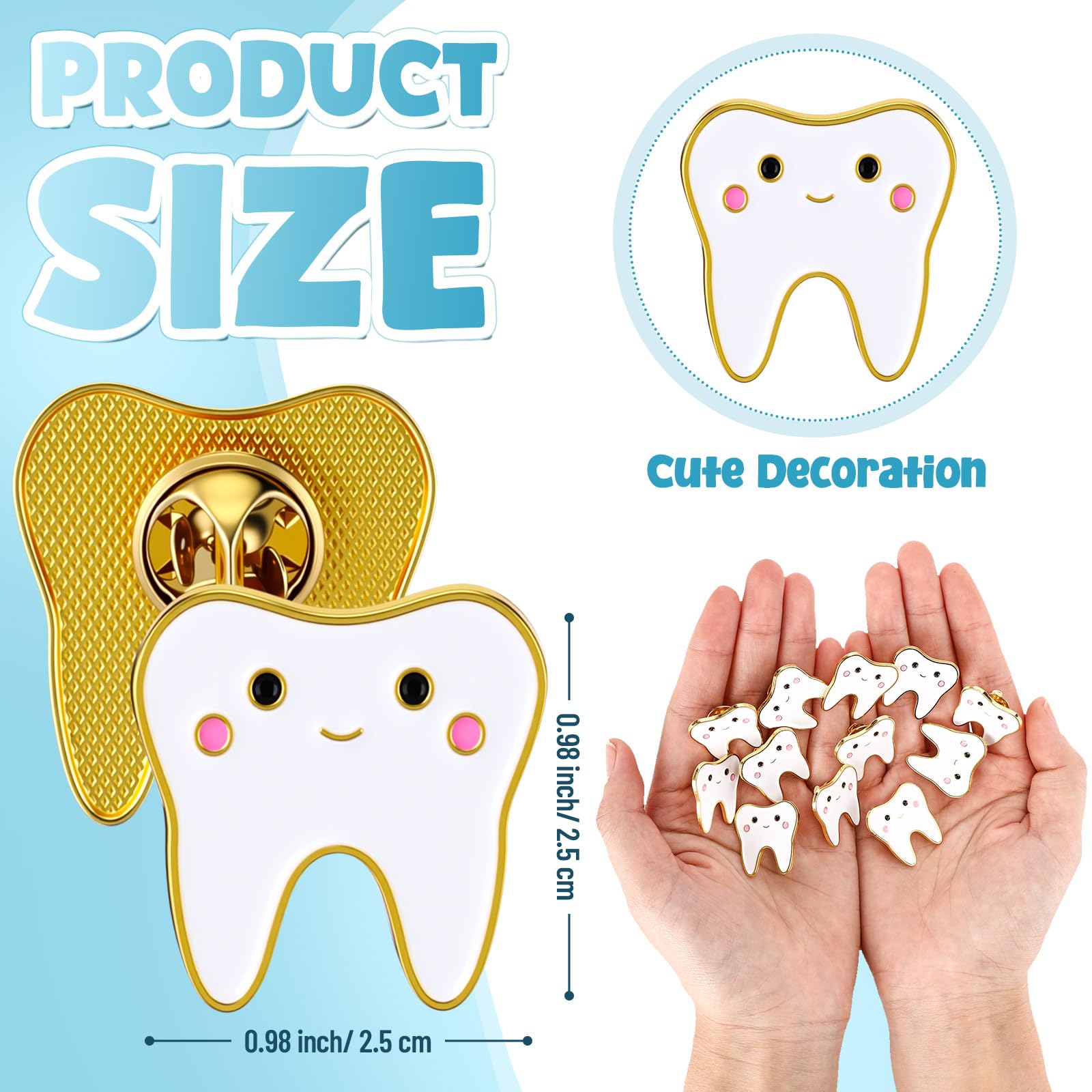 Landical 30 szt. uroczych przypinek do zębów emaliowane szpilki dentystyczne prezenty dentystyczne zabawna broszka z klapą zębów dla współpracowników, asystent dentystyczny lekarza pielęgniarki