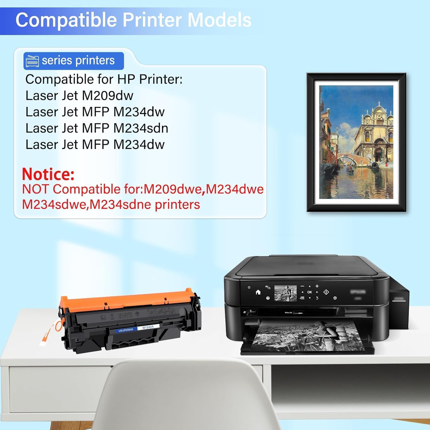 USUPERINK W1340A Compatible for HP 134A Black Toner Cartridge use for LaserJet Pro M209dw MFP M234dw M234sdw(2 Pack)