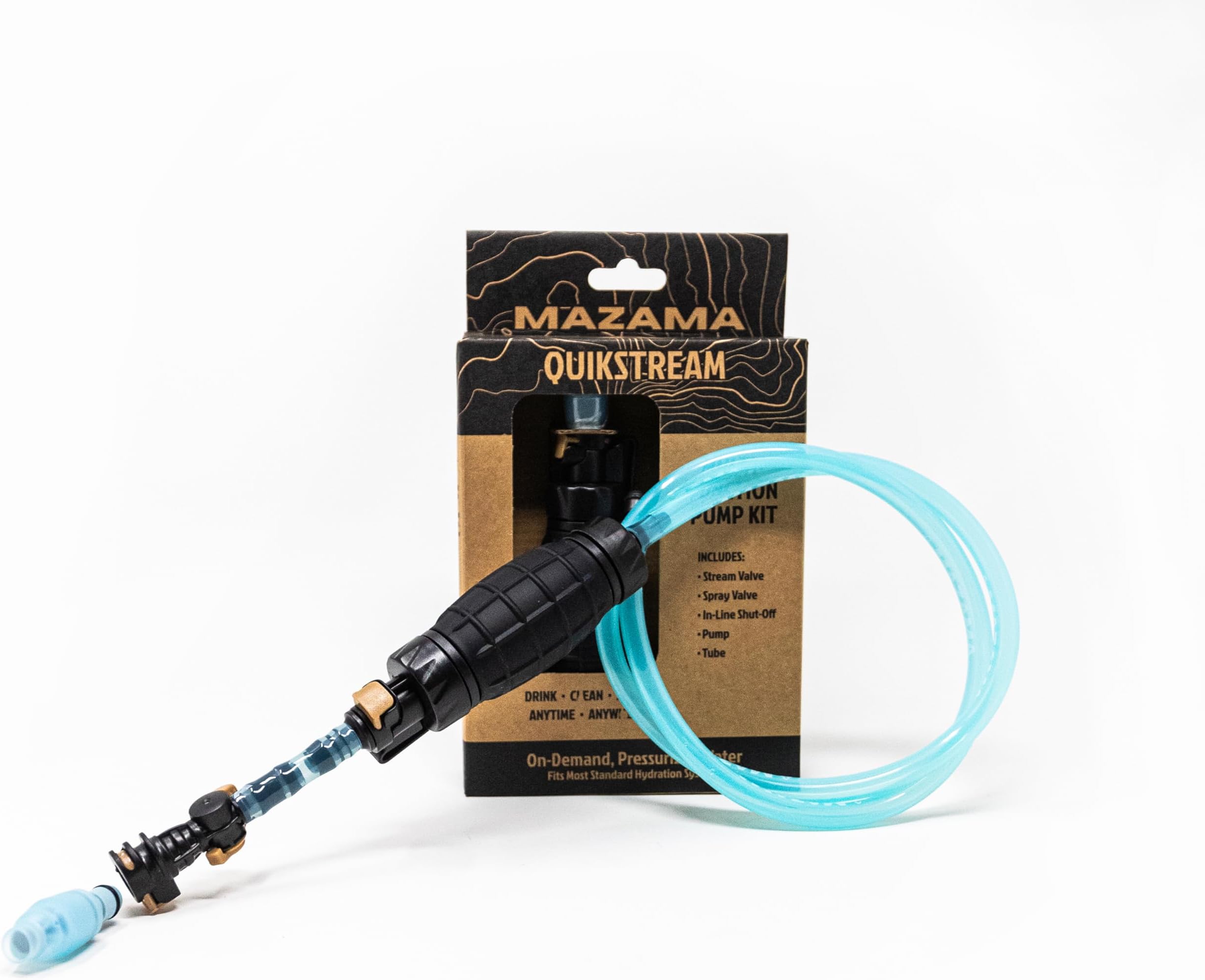 Mazama Water Pressure Kit For Any Hydration Bladder- Quikstream Multi-Function Hydration Bladder Pump Blast Water Universal Squirt System Equipment Wash