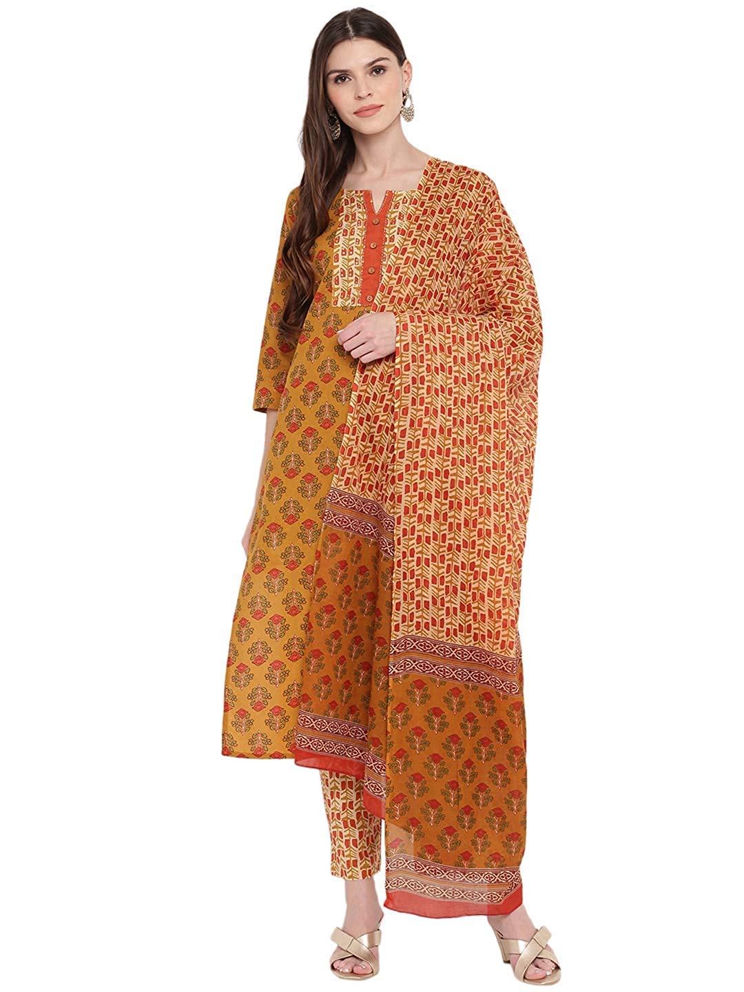 SB TradersReady to Wear Designer Cotton Fabric Salwar Suit with Bottom & Dupatta for Women for All Occation