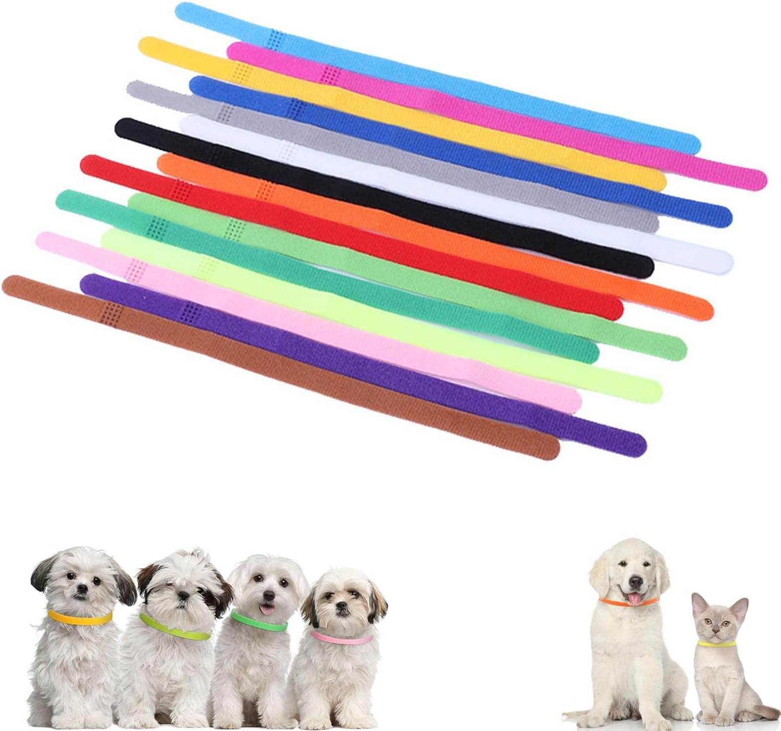 15 Pcs Puppy Collars, Soft Adjustable Whelping Collars for Puppy ID