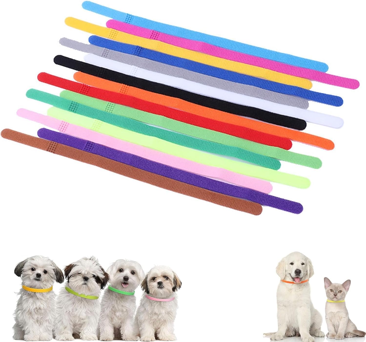 15 Pcs Puppy Collars, Soft Adjustable Whelping Collars for Puppy ID