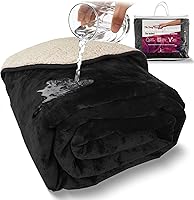 Vista 10 de Sacred Weapon - Manta impermeable para cama – Mini manta Sherpa y forro polar – Manta impermeable para sofá y protector de colchón, absorbente, Beige