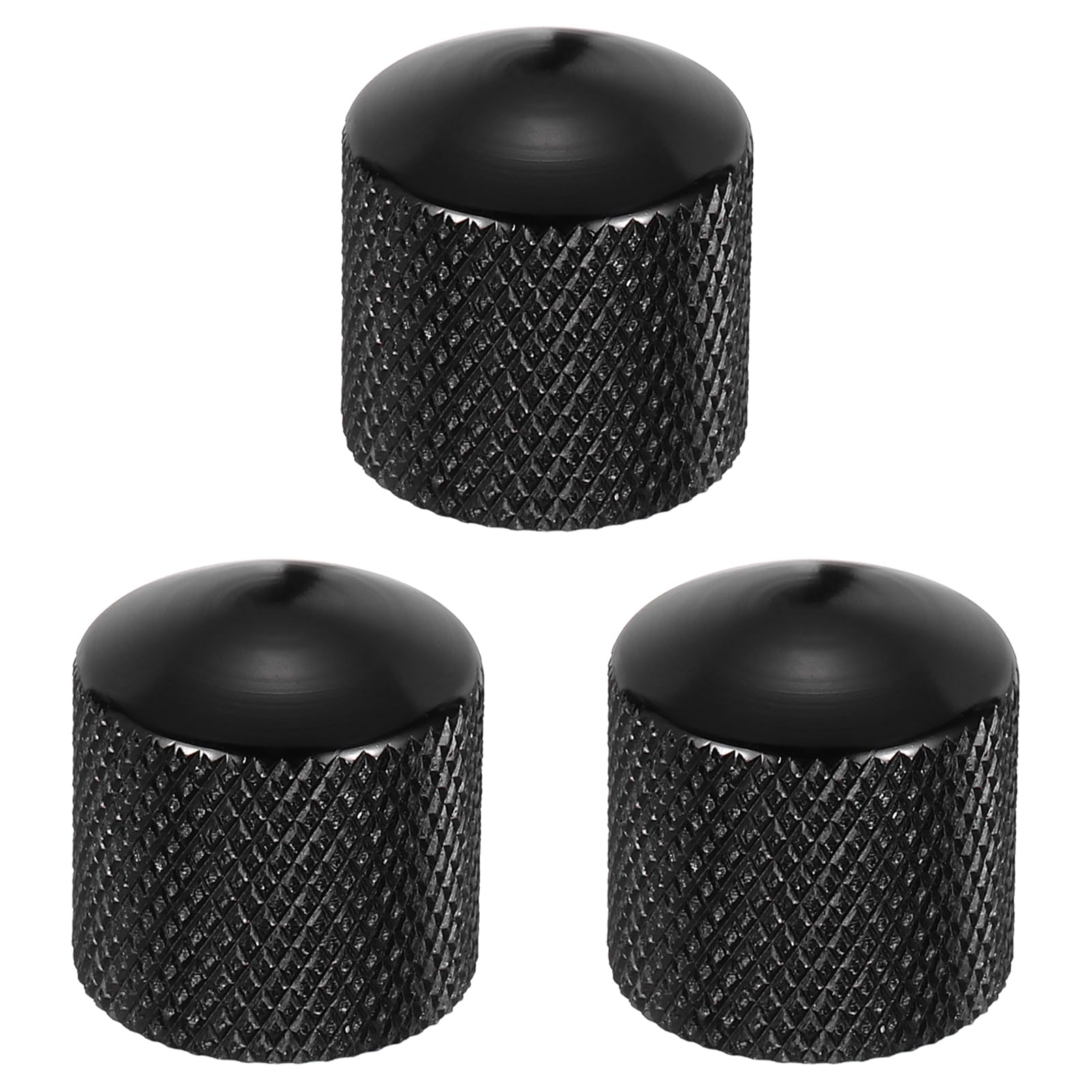 MECCANIXITY 3Pcs Aluminum Guitar Knobs Shaft Volume/Tone Black Control Knobs CNC Machined Knurled Design for Electric Guitar Bass Audio Tuning Replacement