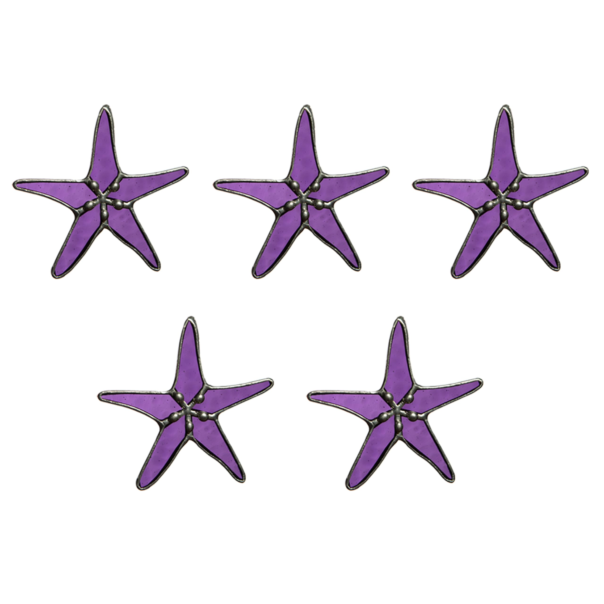 5 PCS Purple Stained Glass 3" Starfish Ornament Bundle Decoration Suncatcher Coastal Home Decor, Bedroom Decor, Kitchen Decor (Purple, 5) Garys Glass